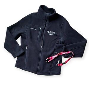 NWOT Eddie Bauer Men's Black Fleece Zip Up Jacket Stanford Medicine Logo Size Sm